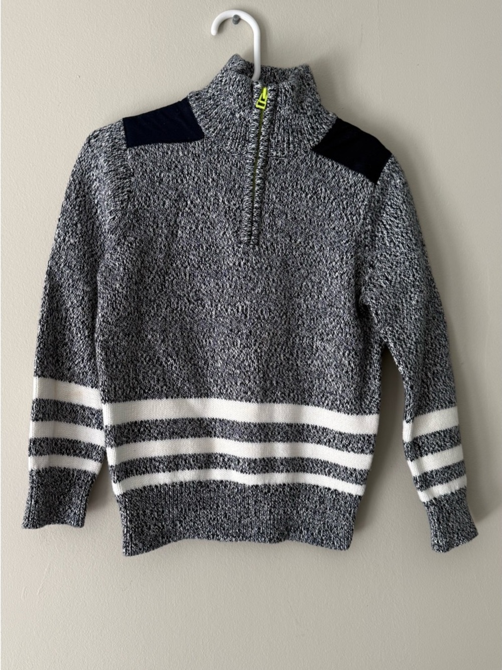 Boys Crewcuts Navy and White Quarter-Zip Knit Sweater